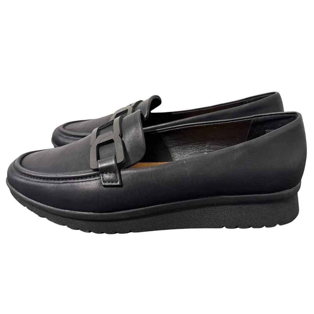 Baretraps Addison Black Loafers Womens 7.5M Comfort Memory Foam Slip On Academia